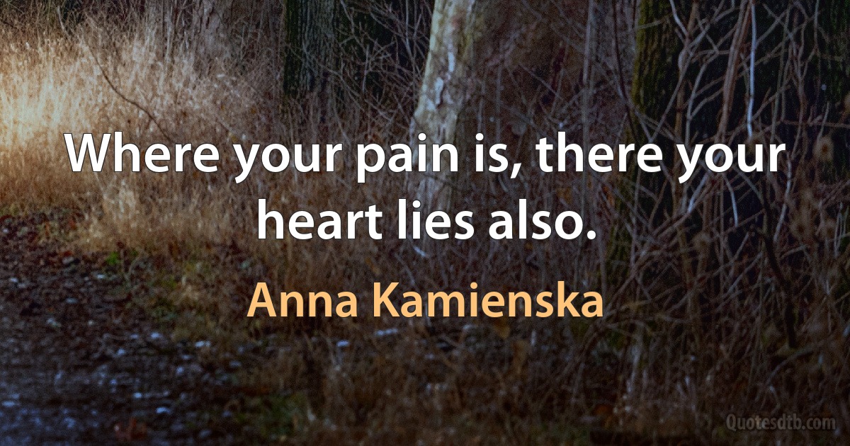 Where your pain is, there your heart lies also. (Anna Kamienska)