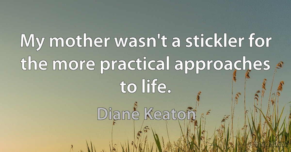 My mother wasn't a stickler for the more practical approaches to life. (Diane Keaton)