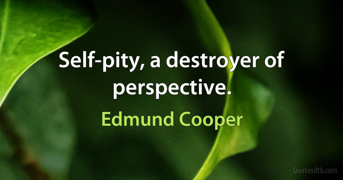 Self-pity, a destroyer of perspective. (Edmund Cooper)