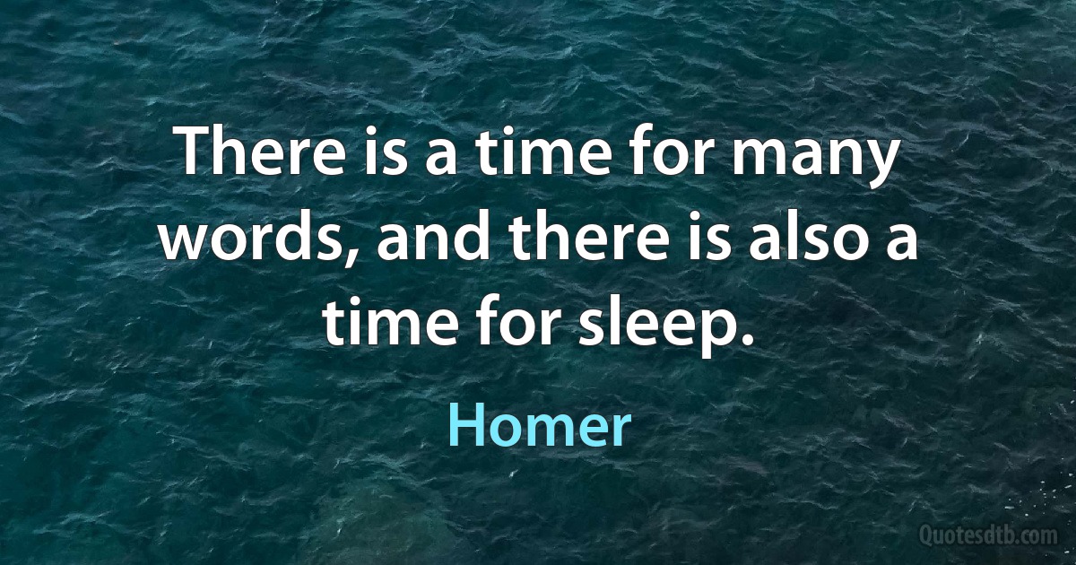 There is a time for many words, and there is also a time for sleep. (Homer)