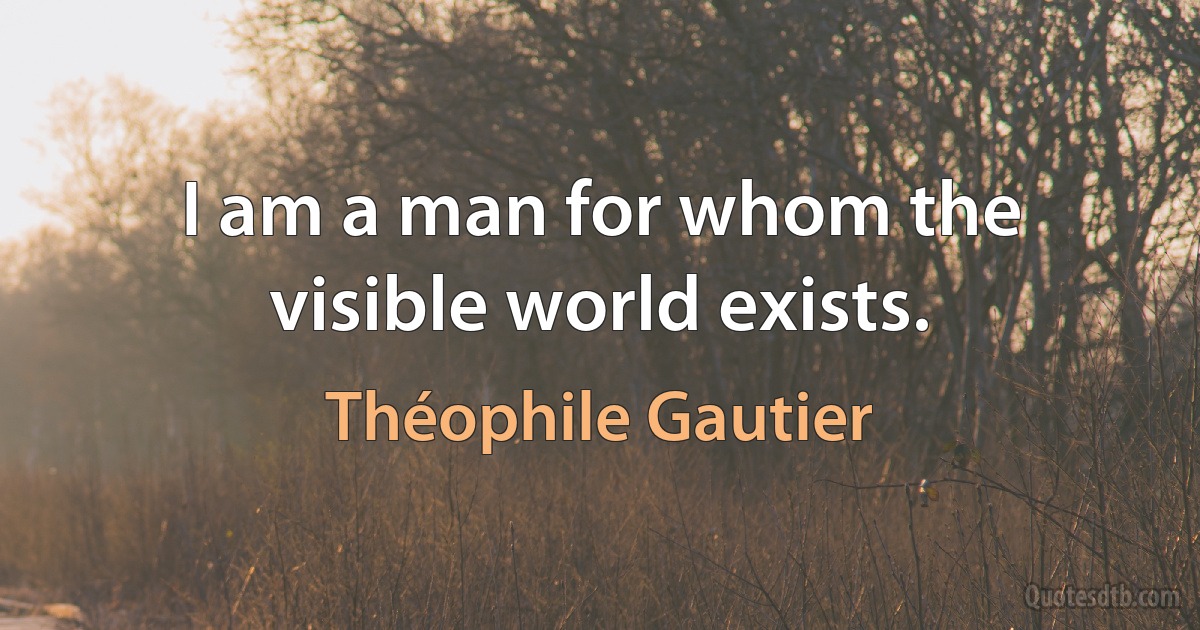 I am a man for whom the visible world exists. (Théophile Gautier)