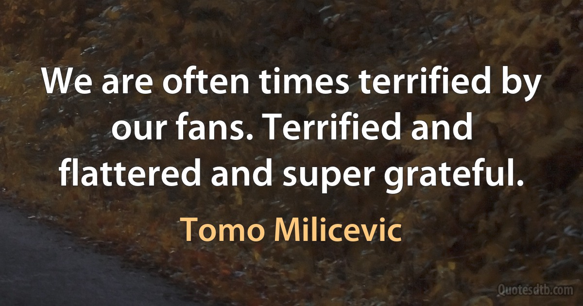 We are often times terrified by our fans. Terrified and flattered and super grateful. (Tomo Milicevic)