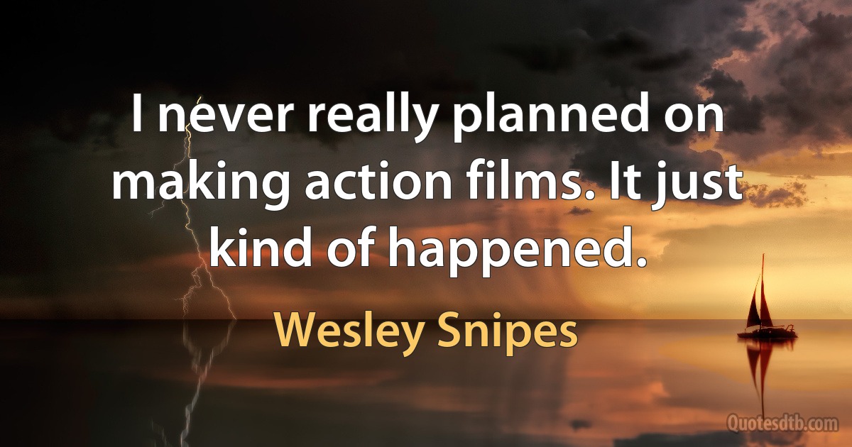 I never really planned on making action films. It just kind of happened. (Wesley Snipes)