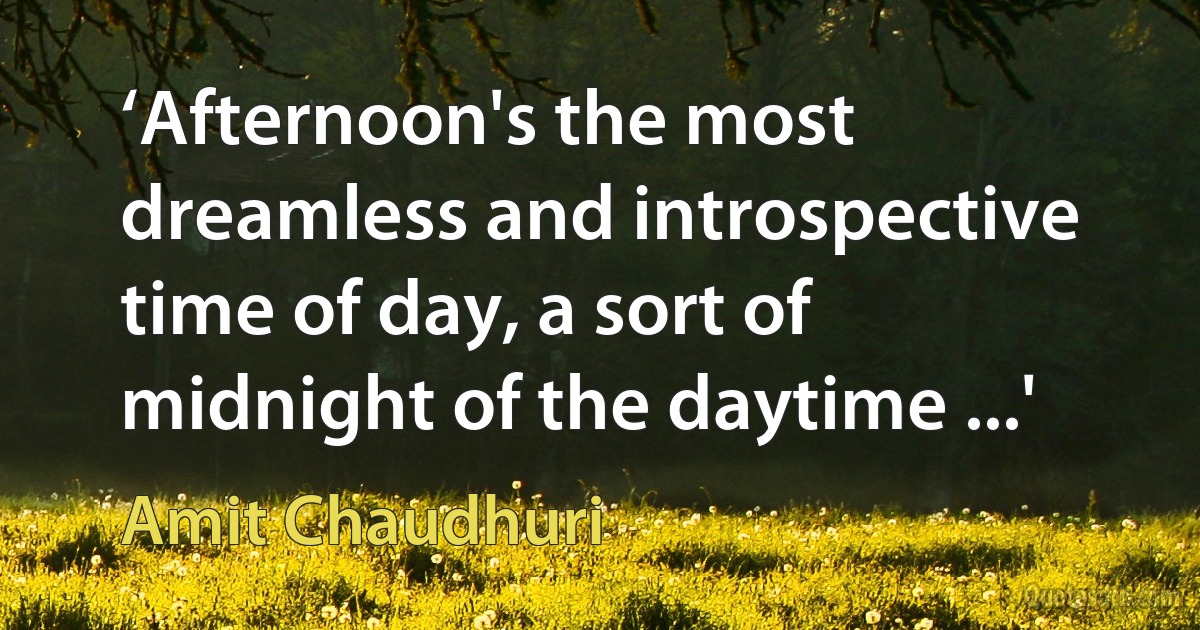 ‘Afternoon's the most dreamless and introspective time of day, a sort of midnight of the daytime ...' (Amit Chaudhuri)