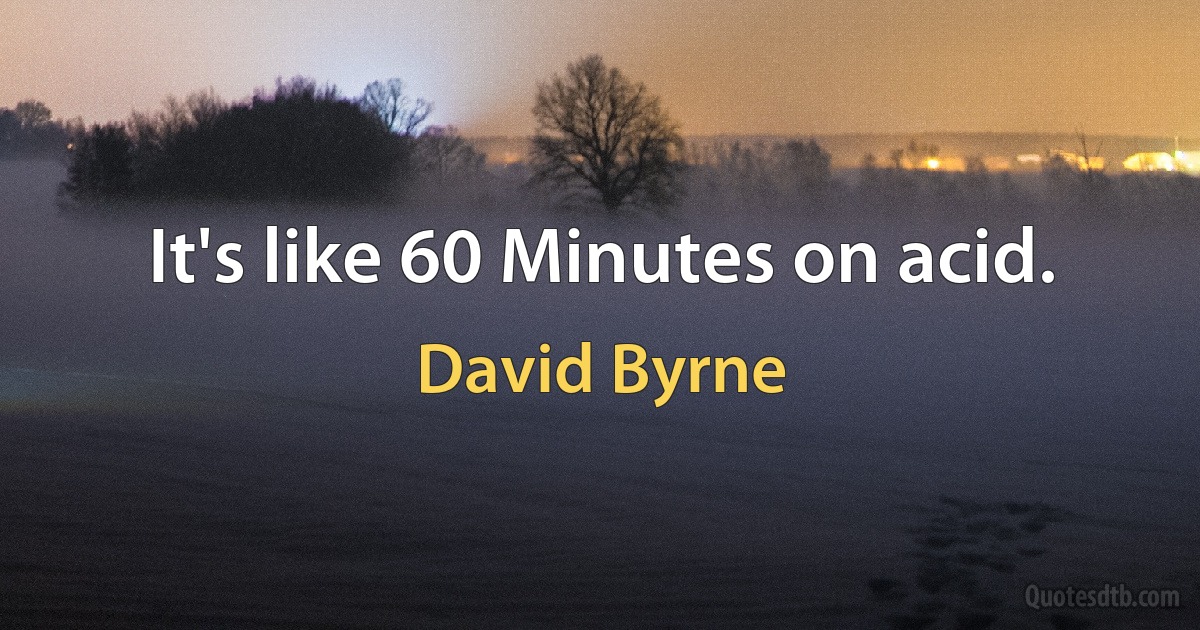 It's like 60 Minutes on acid. (David Byrne)