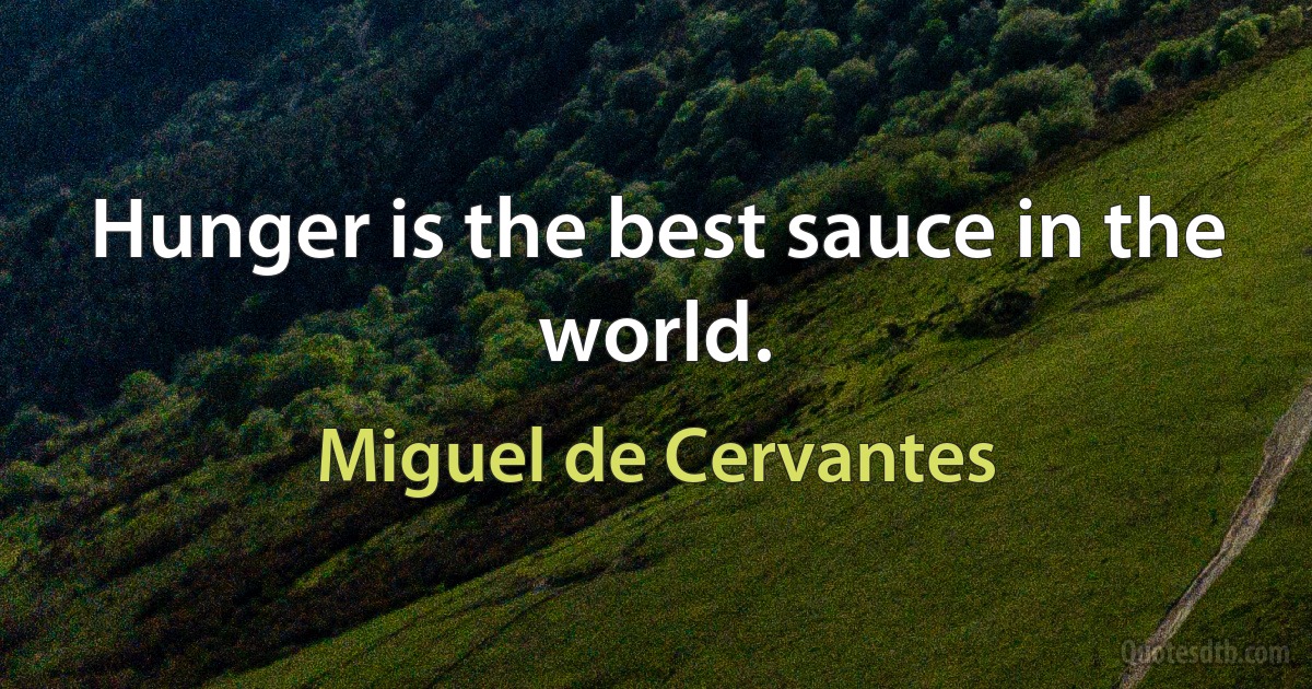 Hunger is the best sauce in the world. (Miguel de Cervantes)