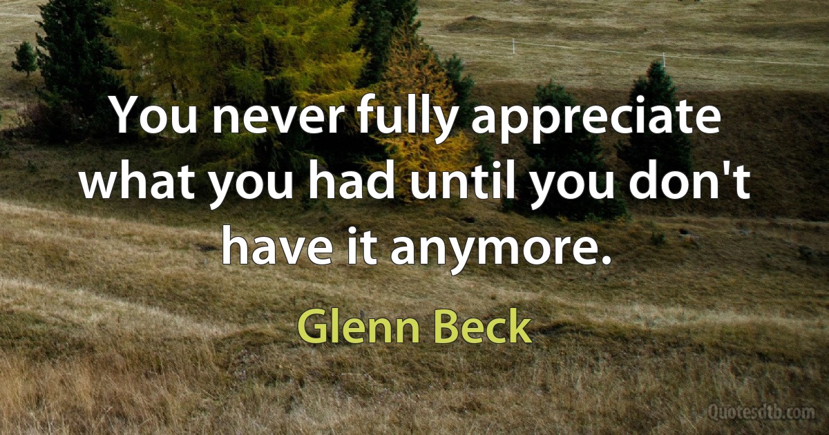 You never fully appreciate what you had until you don't have it anymore. (Glenn Beck)