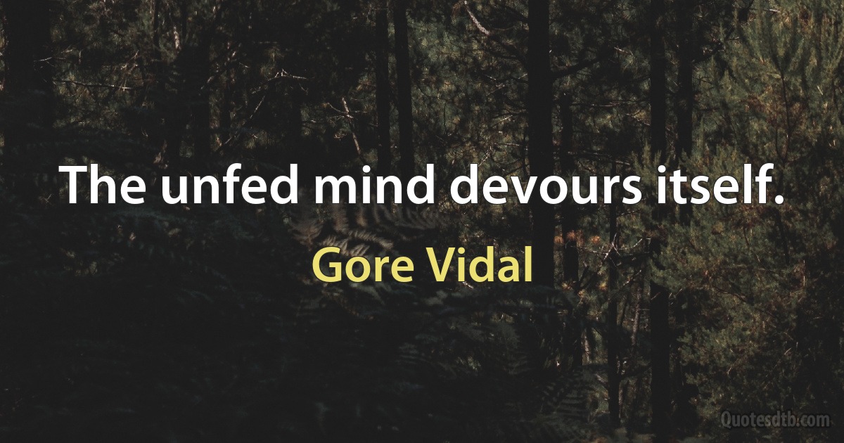 The unfed mind devours itself. (Gore Vidal)