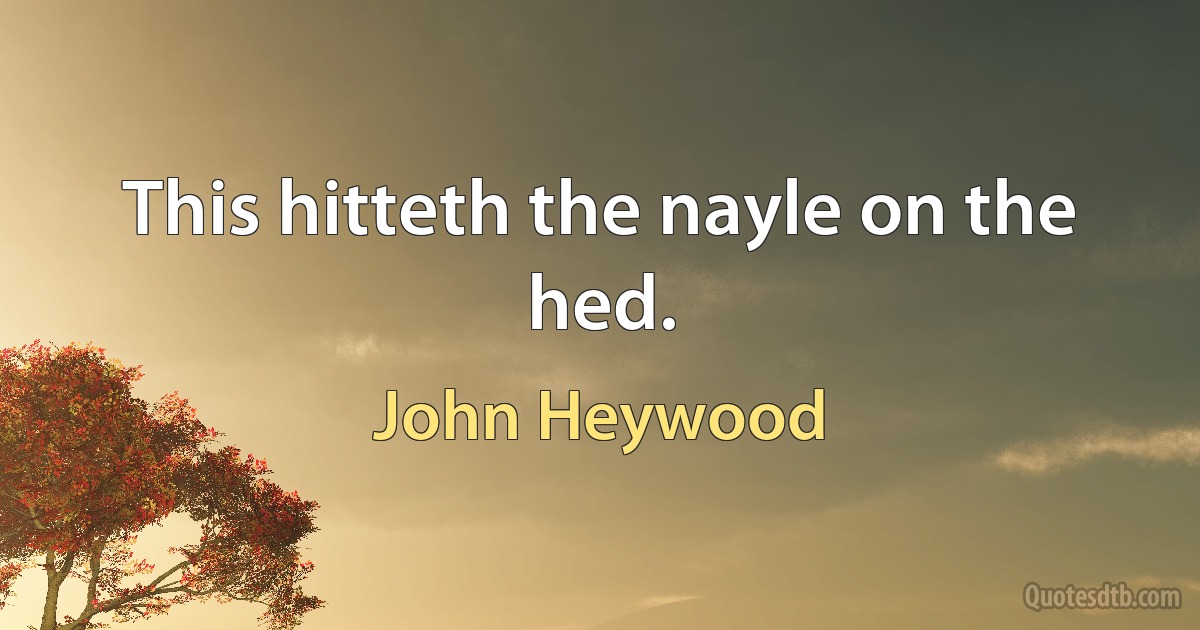 This hitteth the nayle on the hed. (John Heywood)