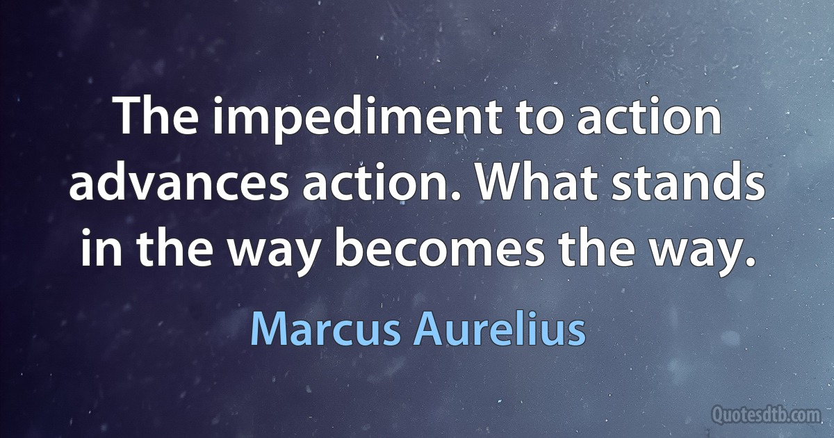 The impediment to action advances action. What stands in the way becomes the way. (Marcus Aurelius)