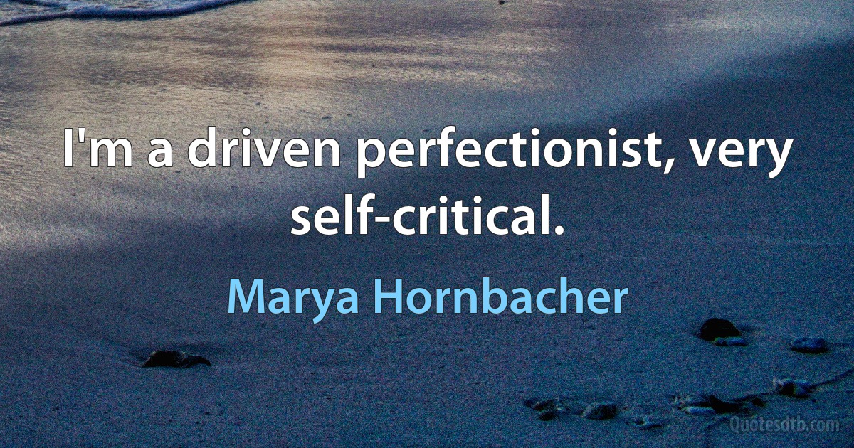 I'm a driven perfectionist, very self-critical. (Marya Hornbacher)