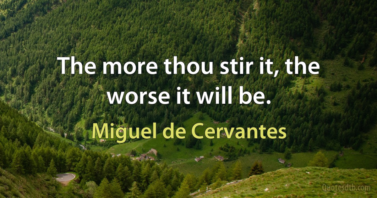 The more thou stir it, the worse it will be. (Miguel de Cervantes)