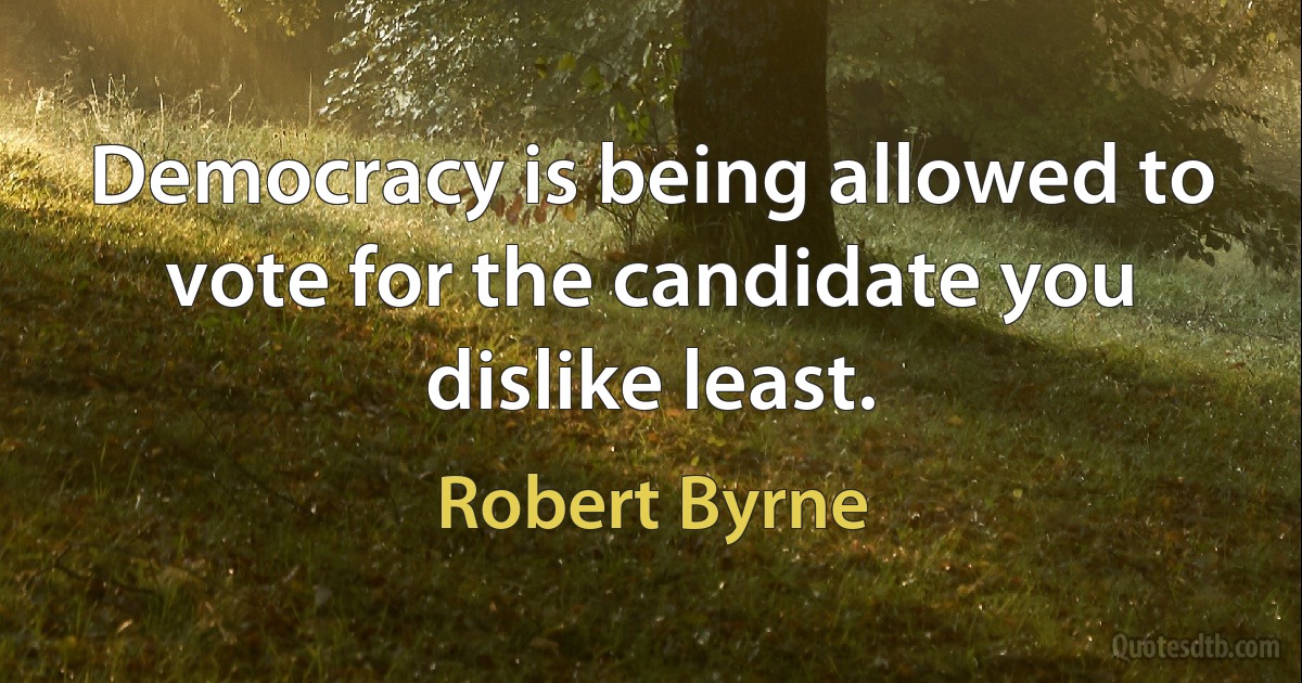 Democracy is being allowed to vote for the candidate you dislike least. (Robert Byrne)