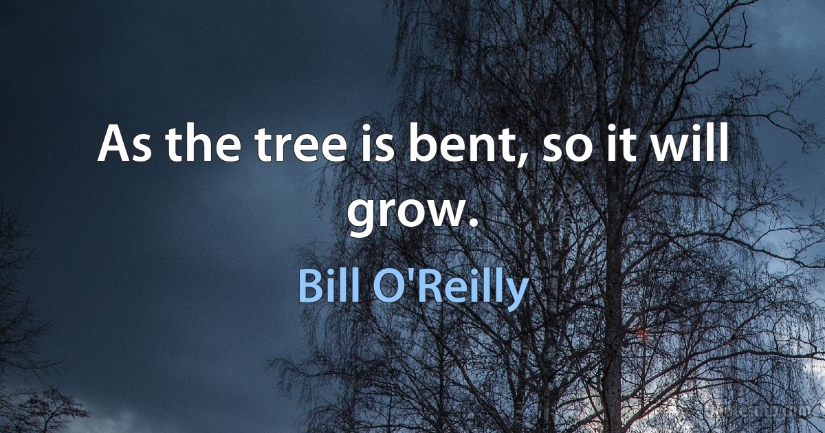 As the tree is bent, so it will grow. (Bill O'Reilly)