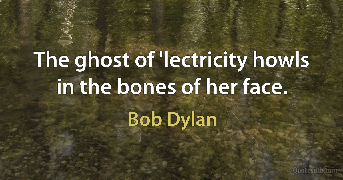 The ghost of 'lectricity howls in the bones of her face. (Bob Dylan)