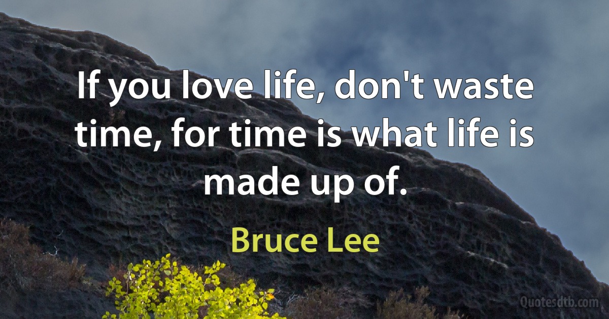 If you love life, don't waste time, for time is what life is made up of. (Bruce Lee)