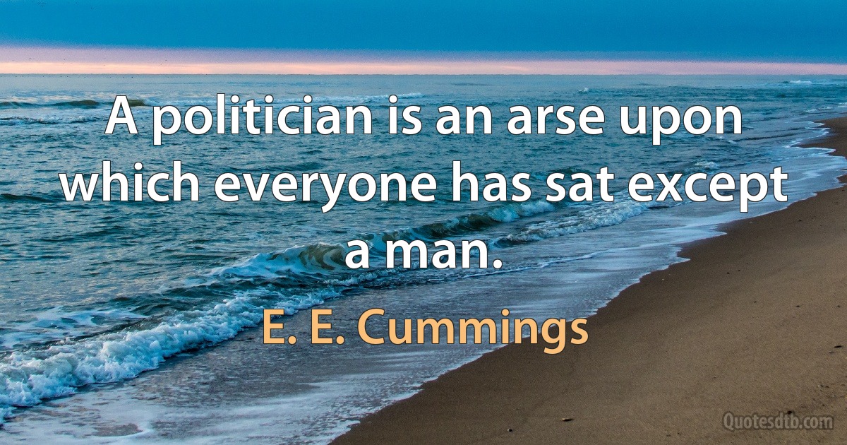 A politician is an arse upon which everyone has sat except a man. (E. E. Cummings)