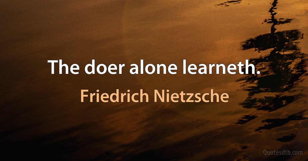 The doer alone learneth. (Friedrich Nietzsche)