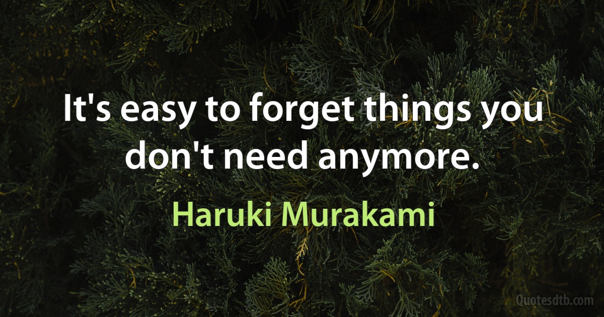 It's easy to forget things you don't need anymore. (Haruki Murakami)