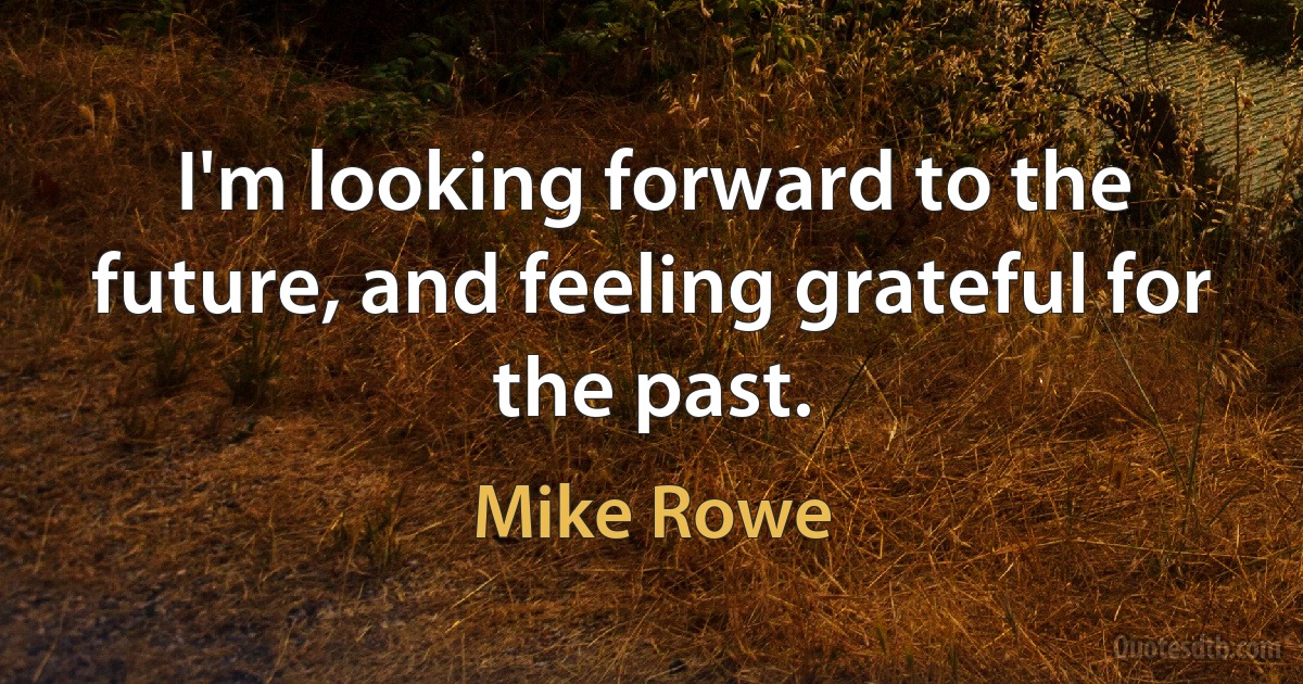 I'm looking forward to the future, and feeling grateful for the past. (Mike Rowe)