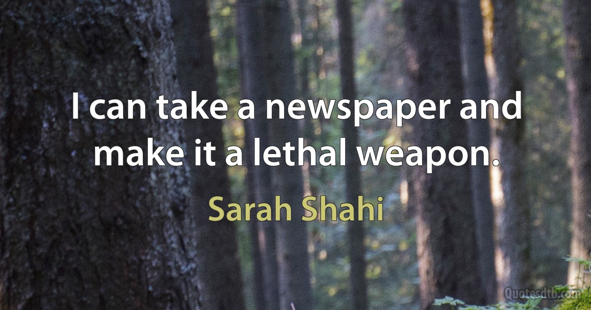 I can take a newspaper and make it a lethal weapon. (Sarah Shahi)