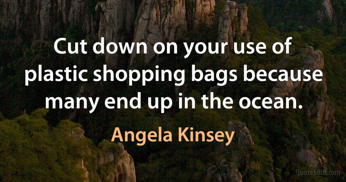 Cut down on your use of plastic shopping bags because many end up in the ocean. (Angela Kinsey)