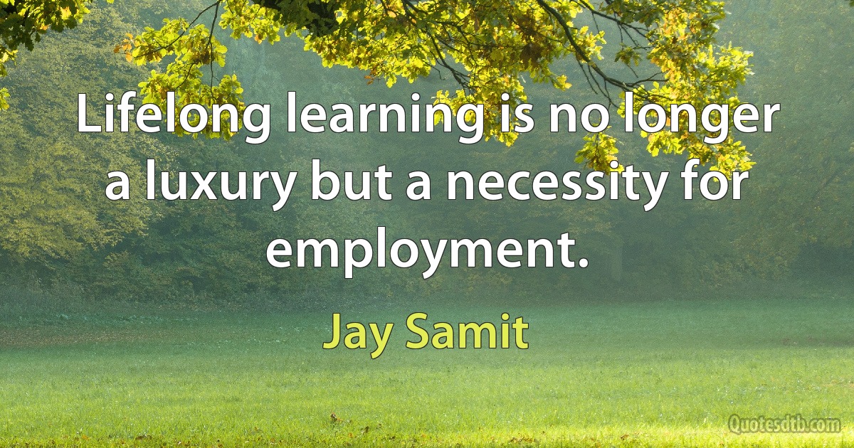 Lifelong learning is no longer a luxury but a necessity for employment. (Jay Samit)