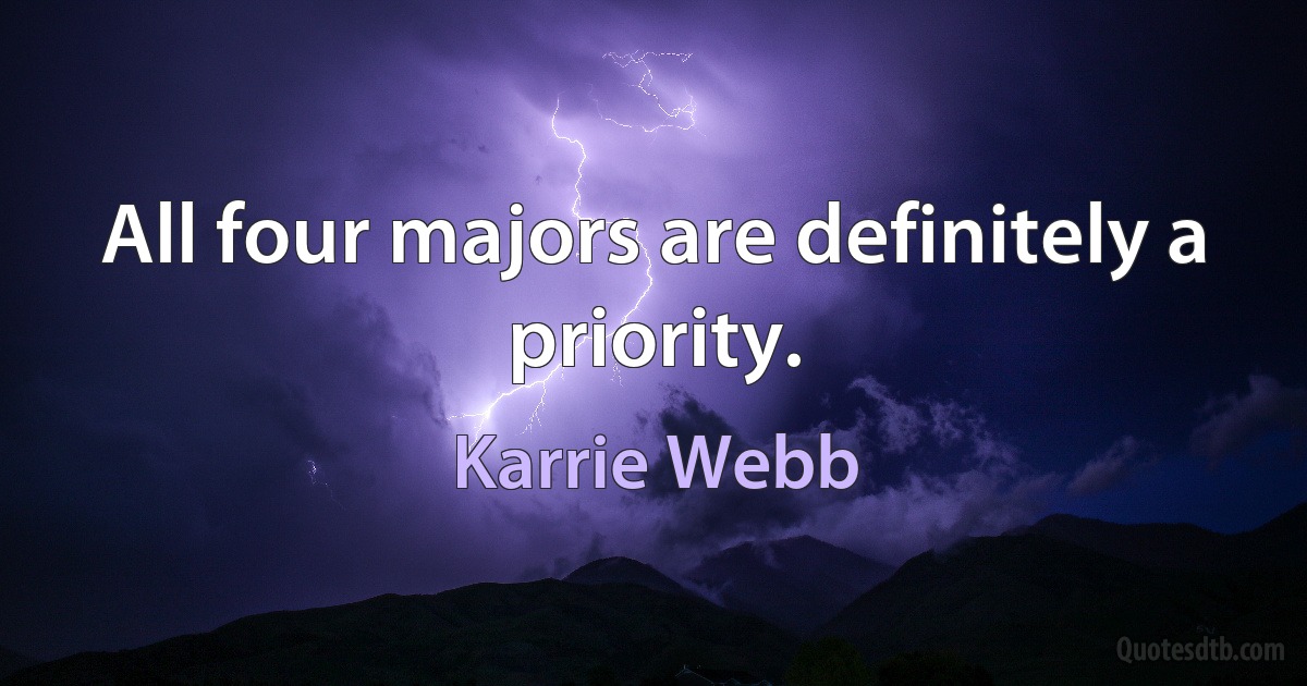 All four majors are definitely a priority. (Karrie Webb)