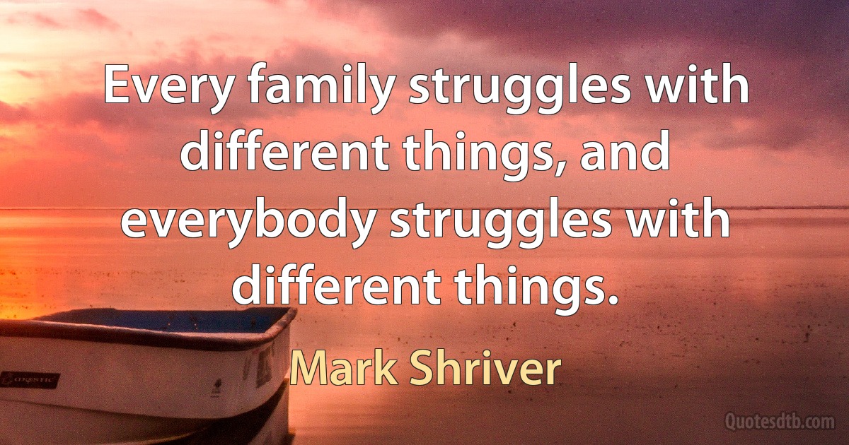 Every family struggles with different things, and everybody struggles with different things. (Mark Shriver)