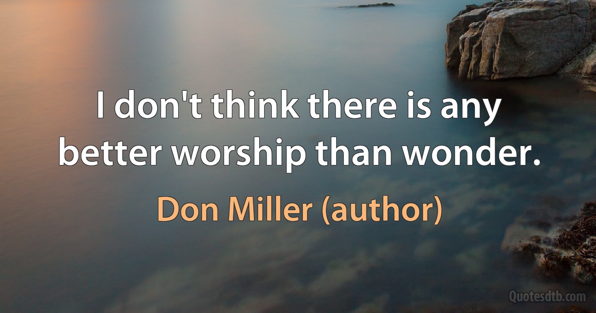 I don't think there is any better worship than wonder. (Don Miller (author))