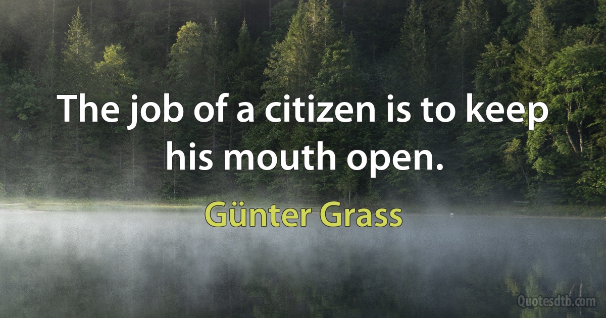 The job of a citizen is to keep his mouth open. (Günter Grass)