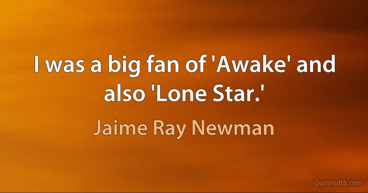 I was a big fan of 'Awake' and also 'Lone Star.' (Jaime Ray Newman)