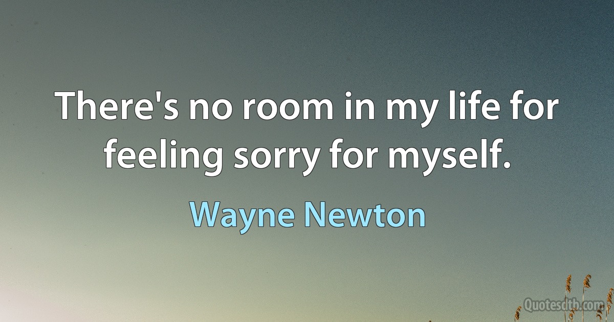 There's no room in my life for feeling sorry for myself. (Wayne Newton)