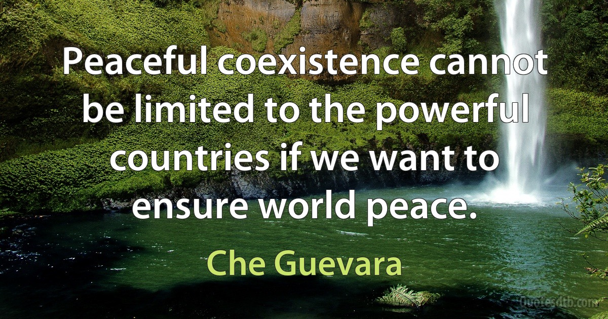 Peaceful coexistence cannot be limited to the powerful countries if we want to ensure world peace. (Che Guevara)