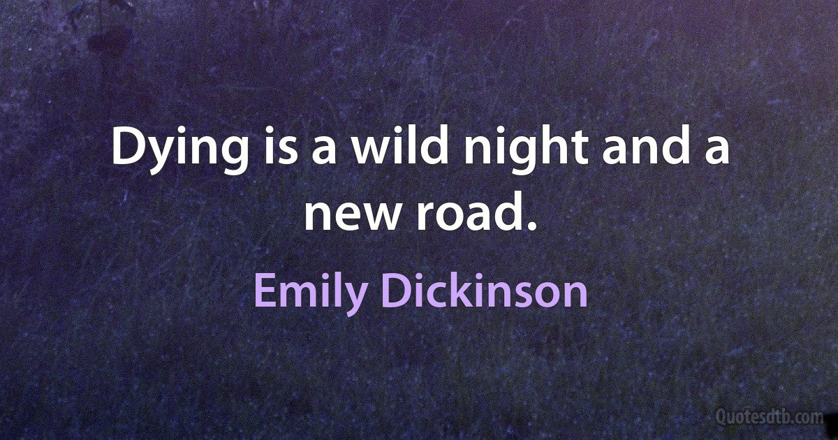 Dying is a wild night and a new road. (Emily Dickinson)