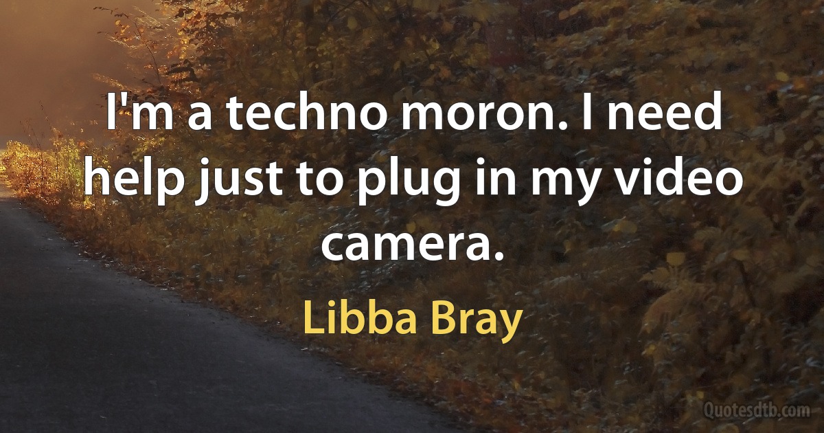 I'm a techno moron. I need help just to plug in my video camera. (Libba Bray)