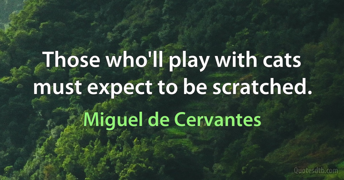 Those who'll play with cats must expect to be scratched. (Miguel de Cervantes)