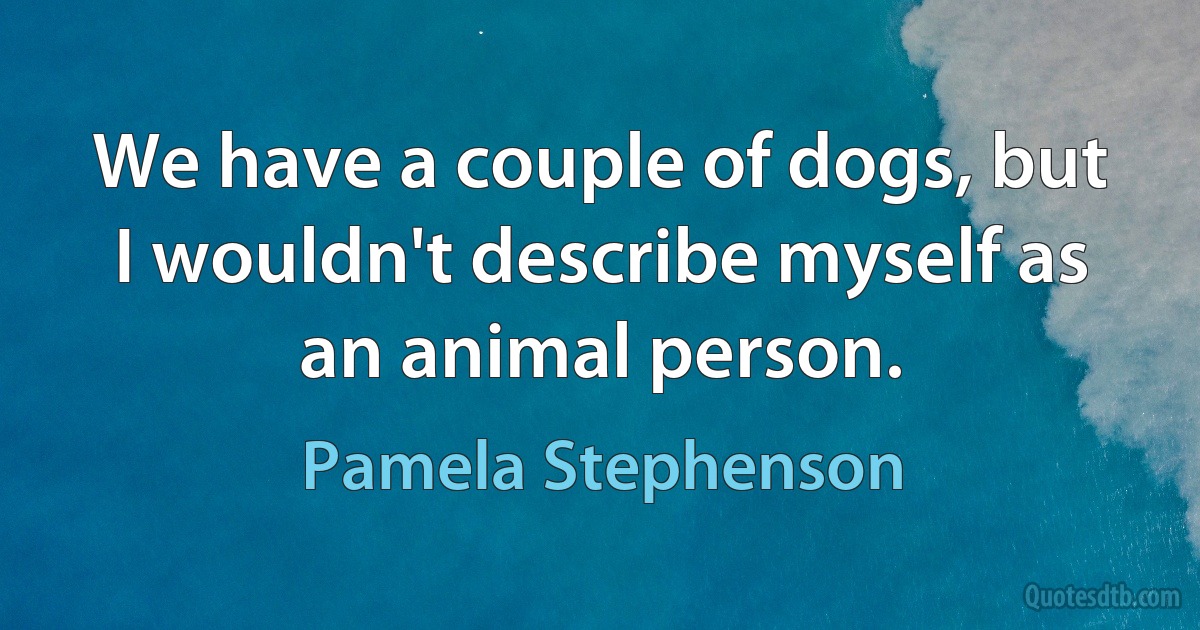 We have a couple of dogs, but I wouldn't describe myself as an animal person. (Pamela Stephenson)