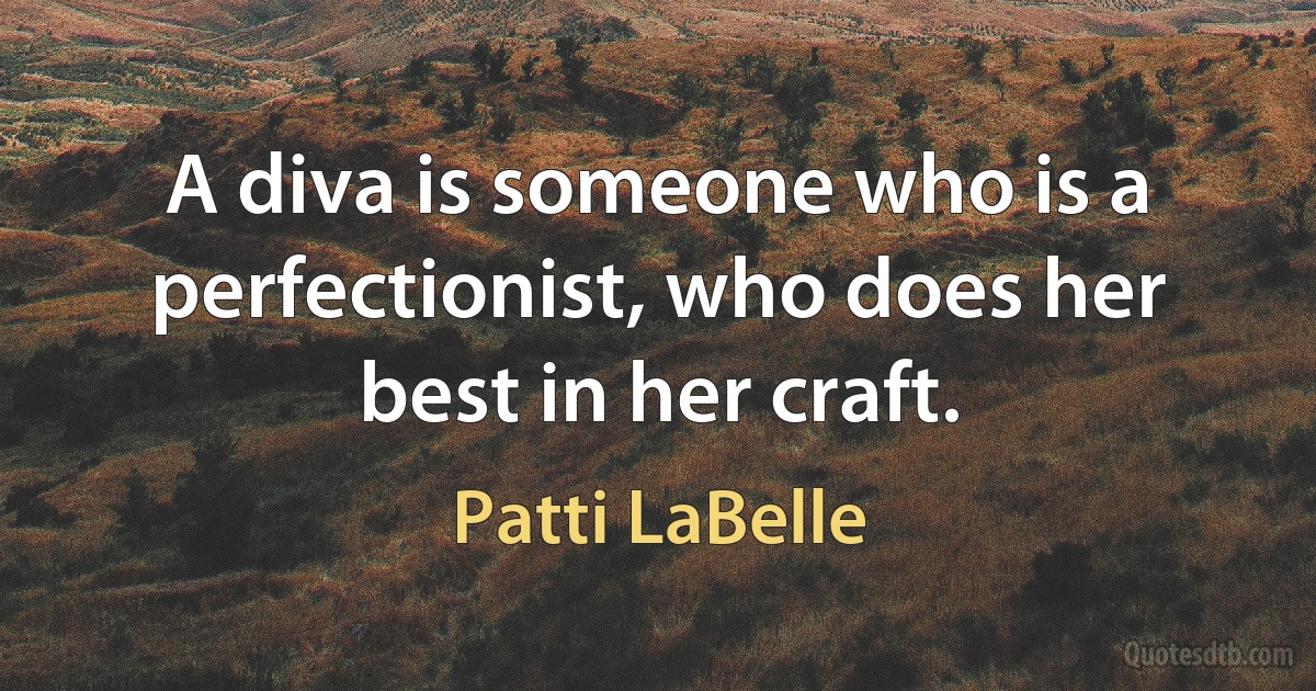 A diva is someone who is a perfectionist, who does her best in her craft. (Patti LaBelle)