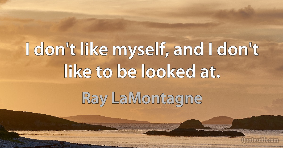 I don't like myself, and I don't like to be looked at. (Ray LaMontagne)