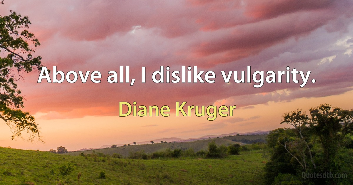 Above all, I dislike vulgarity. (Diane Kruger)