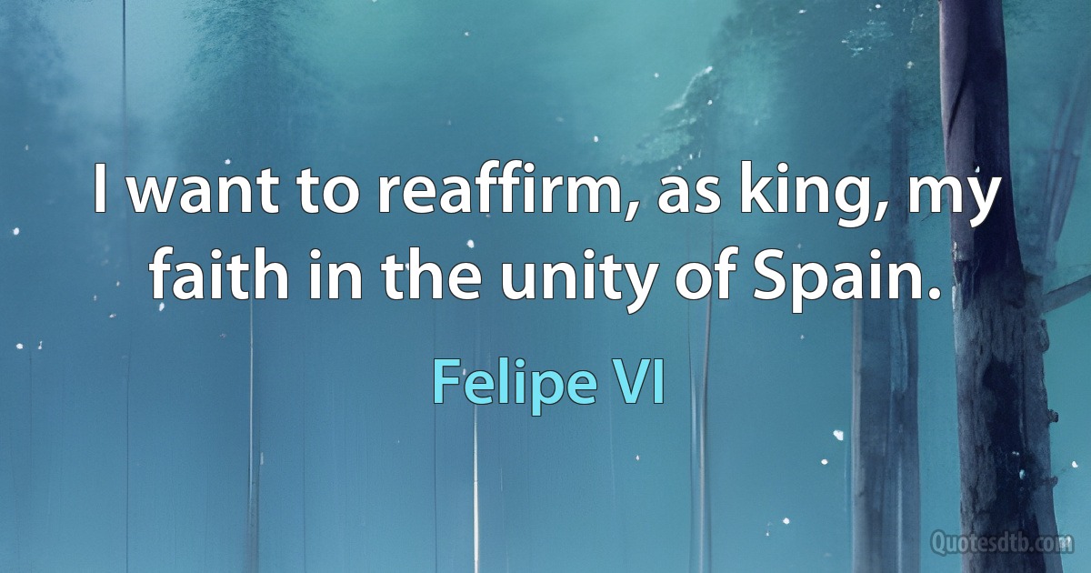 I want to reaffirm, as king, my faith in the unity of Spain. (Felipe VI)