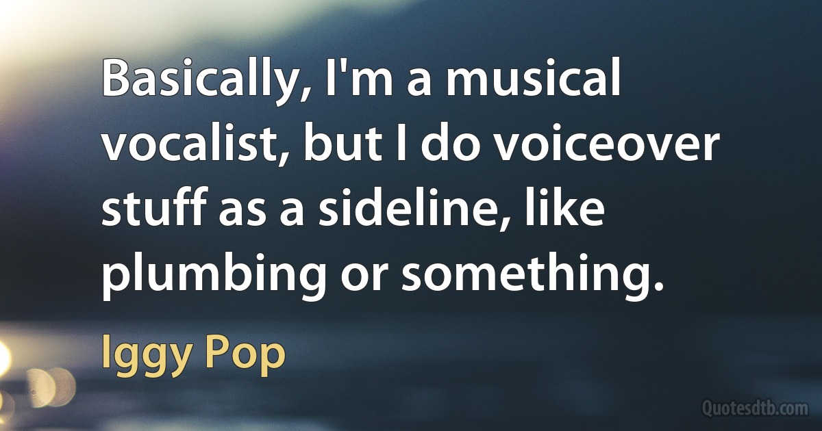 Basically, I'm a musical vocalist, but I do voiceover stuff as a sideline, like plumbing or something. (Iggy Pop)