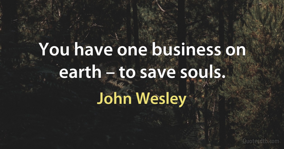 You have one business on earth – to save souls. (John Wesley)