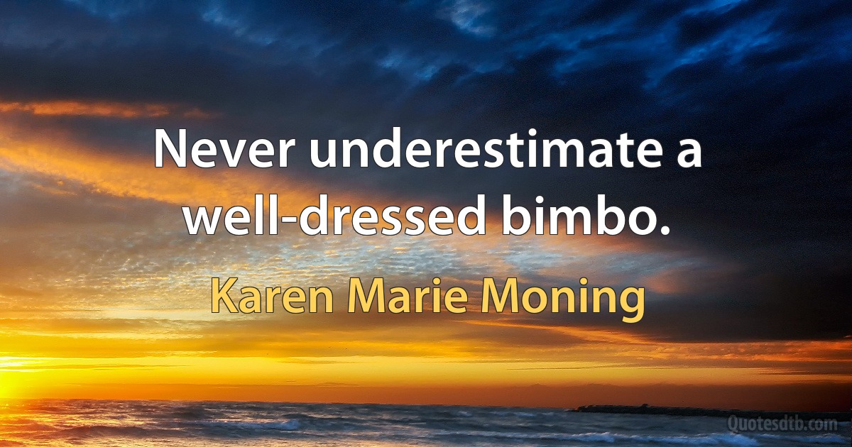 Never underestimate a well-dressed bimbo. (Karen Marie Moning)