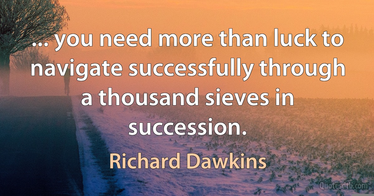 ... you need more than luck to navigate successfully through a thousand sieves in succession. (Richard Dawkins)