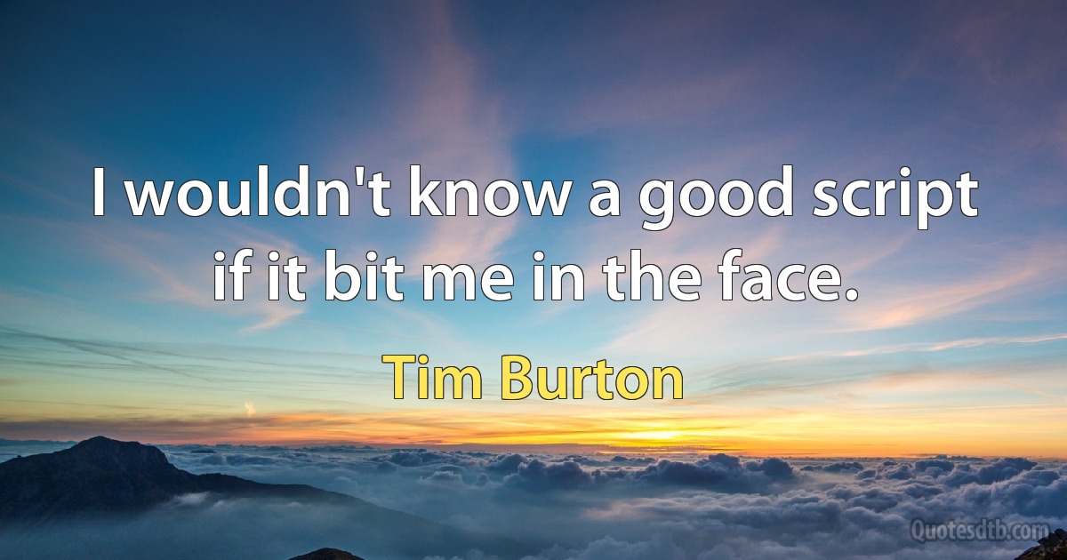 I wouldn't know a good script if it bit me in the face. (Tim Burton)