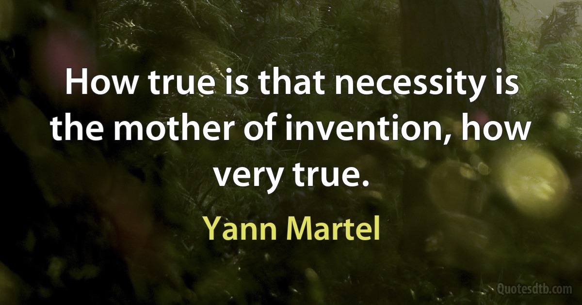 How true is that necessity is the mother of invention, how very true. (Yann Martel)