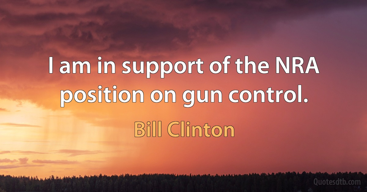 I am in support of the NRA position on gun control. (Bill Clinton)