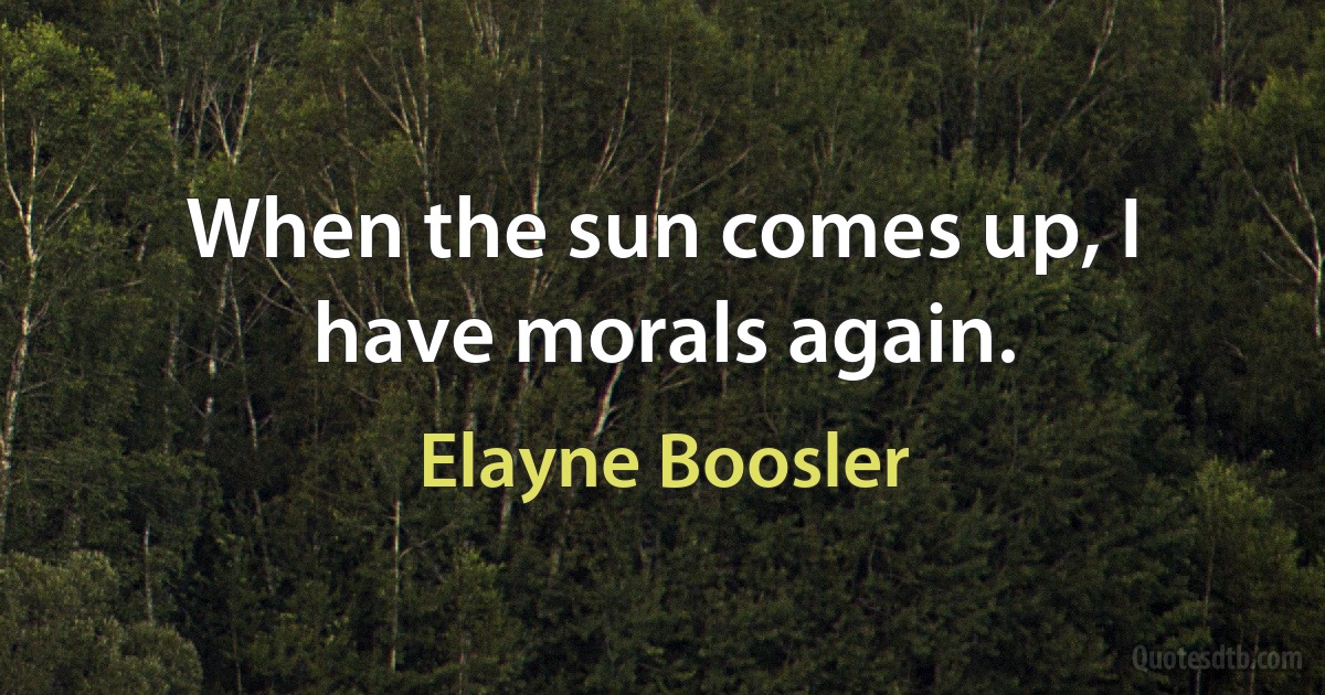 When the sun comes up, I have morals again. (Elayne Boosler)